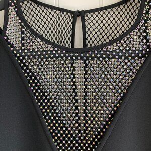 Ted Baker London sleeveless V-neck top with rhinestone mesh, large